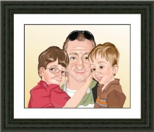 family caricature gift ideal for mothers day