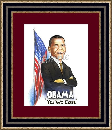 obamaframed1 Barack Obama framed caricature portrait