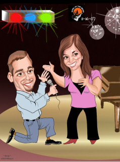 Singing wedding proposal caricature Singing wedding proposal caricature