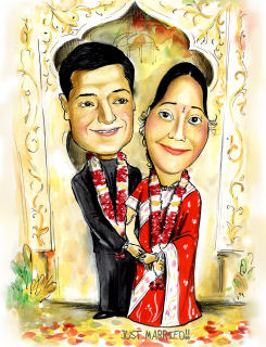 indian wedding caricature