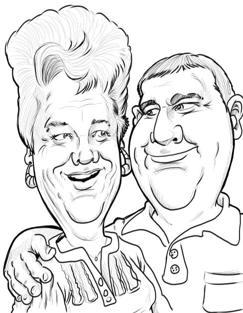 black and white caricature