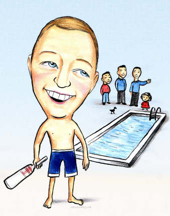 swimmer caricature