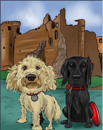 caricature of two dogs (28K)