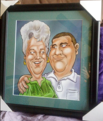 framed caricature picture