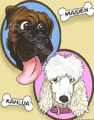 two dogs caricature (49K)