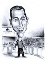 black and white chef caricature