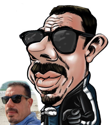 caricature of man in sunglasses