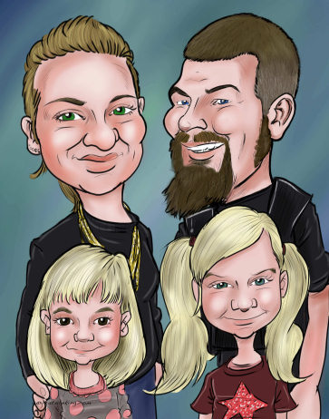 head and shoulders family caricature
