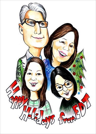 Xmas family caricature